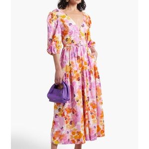 NWT NICHOLAS Celie belted linen blend dress